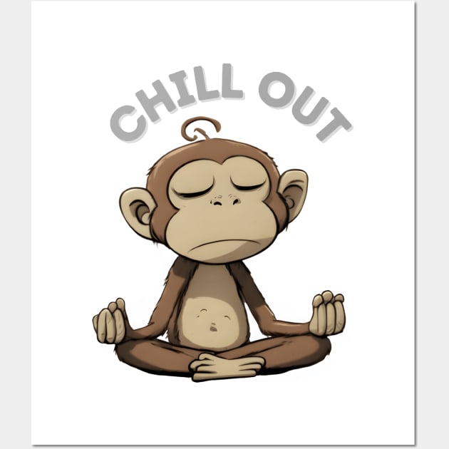 Chill Out Meditation Monkey Wall Art by Lazy Essentials